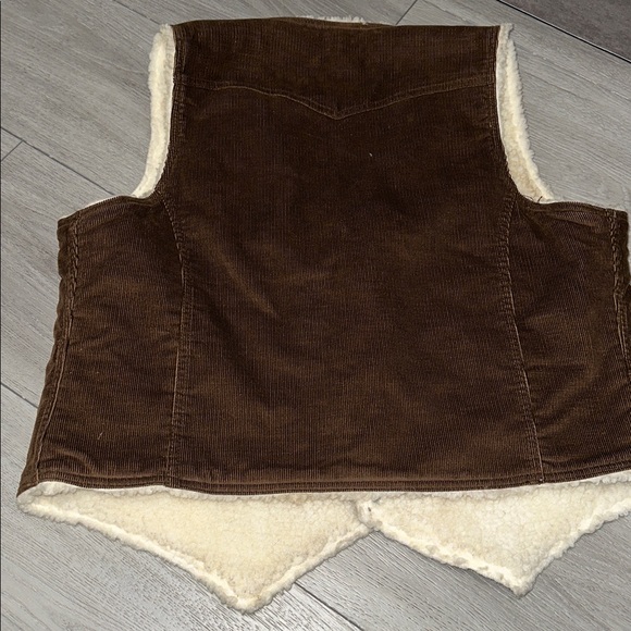 Vintage Levis Brown Corduroy Sherpa Vest Mens Large Snap On  size X-large - Picture 7 of 17